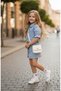Girl's Buttoned Denim Set - 2