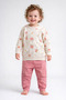 Baby Girl Top and Bottom Set with Butterfly Pattern, 2 Yarns, Seasonal 2-Piece Set, 3-6-9-12 Months
