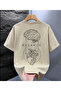 Samuray&Sakura Themed Cherry Blossom Printed Crew Neck Short Sleeve White-Beige Unisex Tshirt - 2