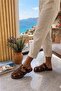 Women's Suede Buckle Slippers - Orthopedic Sole Comfortable Daily Summer Brown Sandals - 5