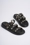 Women's Black Gold Detailed Metal Accessory Soft, Comfortable Sole Daily Slippers - 5