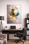 Modern Abstract Painting Gold & Turquoise – Luxurious Marble Floor |   Premium Wall Decor |   Salon Office Table - 4