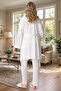 New Season Ecru Jacquard Short Sleeve Shawl Collar Design Summer Maternity Pajama Set - 5