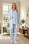 New Season Blue Jacquard Short Sleeve Shawl Collar Design Summer Maternity Pajama Set