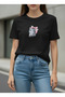 Women's Cute Cat Printed T-Shirt 100% Cotton Minimal Design Casual Comfortable