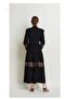 Lace Maxi Dress with Pearl Buttons and Ruffles - 5
