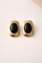 Black Stone Galia Vintage Gold Frame Steel Earrings - 2