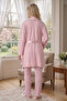 New Season Powder Jacquard Short Sleeve Shawl Collar Design Summer Maternity Pajama Set - 3