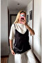 Ecru Strappy Satin Lace Tshirt - 1084