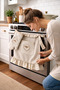 Farmhouse Oven Apron and Glove Set |   Wreathed Bee Patterned |   Gingham Ruffled Stylish Design - 4
