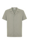 Men's Khaki Loose Fit Short Sleeve Knitted Shirt - 5