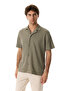 Men's Khaki Loose Fit Short Sleeve Knitted Shirt - 3