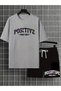 Women/Girls Positive Vibes Only Oversize T-Shirt and Shorts Set - 2
