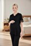 Women's Pompom Fabric Lace 3-Piece Maternity Pajama Set - 6
