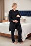 Women's Pompom Fabric Lace 3-Piece Maternity Pajama Set