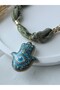 Bandana Scarf Necklace Khaki Green Fabric Fatma Ana Hand Hamza Hand - 4