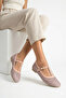 Mesh Embroidered and Embroidery-Detail Round Toe Luxury Women's Ballet Flats - 3