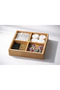 4-Compartment Wooden Organizer, Snack Box, Turkish Delight Box, Breakfast Box, Tea Bag Holder, Jewelry Box, 20X20 Cm, Box with Handle - 5