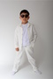 Boys' White Slim Fit Lycra Shirt+Badi+Jagger Bottom Set (100% Cotton)