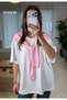 Women's Pink Shawl Detailed Basic Tshirt - 4