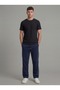 Men's Navy Blue Color Side Piping Baggy Sweatpants with Back Pockets, Comfortable Fit