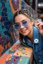 Fun Sunglasses with Transparent Cat Eye Frame and Colored Lenses, Blue, Yellow, Pink Lenses Color Options - 3
