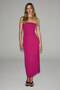 Rumi Women's Soft and Flexible Fabric Strapless Collar Long Fuchsia Dress - 2