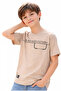 Boy's the Beyond Text Patterned Lycra Beige Color Short Sleeve T-Shirt - 3