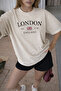 Beige London Printed Oversize T-Shirt