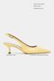 Megy Yellow Matte Back Open Buckle Detail Pointed Toe Women's Heeled Shoes - 2