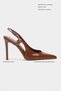 Ladonia Tan Patent Leather Back Open Buckle Detail Women's Heeled Shoes - 2