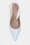 Megy Baby Blue Matte Back Open Buckle Detail Pointed Toe Women's Heeled Shoes - 6