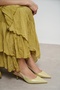 Megy Light Green Matte Back Open Buckle Detail Pointed Toe Women's Heeled Shoes - 3