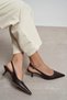 Megy Brown Matte Back Open Buckle Detail Pointed Toe Women's Heeled Shoes - 7