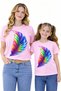 Mother Unisex Kids Combination Oversize T-Shirt Twin T-Shirt Colorful Feather Printed (Single Price)