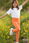 Orange Kids' Leggings - Soft, Stretchy, Comfortable Cotton Anti-Sweat Girls' Leggings - 3