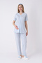 Maternity Pajamas Dressing Gown 3-Piece Set Wave Textured Lace Collar Buttoned Breastfeeding Cotton Viscose Set - 4