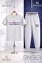 Children's 2 Short Long Line Printed T-Shirt Tracksuit Set