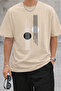 Minimal Line and Circle Printed Unisex Oversize T-Shirt – Cotton Crew Neck Casual T-Shirt