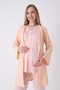 Maternity Pajamas Dressing Gown 3-Piece Set Wave Textured Lace Collar Buttoned Breastfeeding Cotton Viscose Set - 3