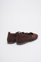 Women's Daily Dark Brown Suede Strappy Ballet Flats - 7
