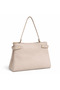 Beige Women's Shoulder Bag – Gold Detailed, Stylish Medium Size Bag with Long Strap and Scarf Gift - 4