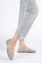 Women's Evening Dress with Net Holes and Silver Straps Ballet Flats - 2