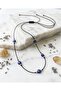 Gold Detailed Black String Adjustable Minimal Necklace with Glass Evil Eye Beads - 2