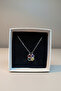 Accessories Colorful Stone Magnetized Open-Close Stainless Steel Clover Necklace (42+5 cm) - 6