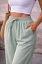 Women's Mint Green High Waist Wide Leg Comfortable Fit Muslin Trousers - 5