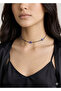 Gold Detailed Black String Adjustable Minimal Necklace with Glass Evil Eye Beads