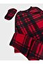 Boys Girls Red Plaid Pattern Eye Patch Long Sleeve Fleece Winter Pajama Set - 3