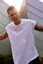 Unisex Black Zero Sleeve Crew Neck Oversize Casual Basic Sleeveless T-shirt - 2