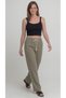 Khaki Women's Muslin Pants – Palazzo Model, Wide Legs, Comfortable and High Waist - 4
